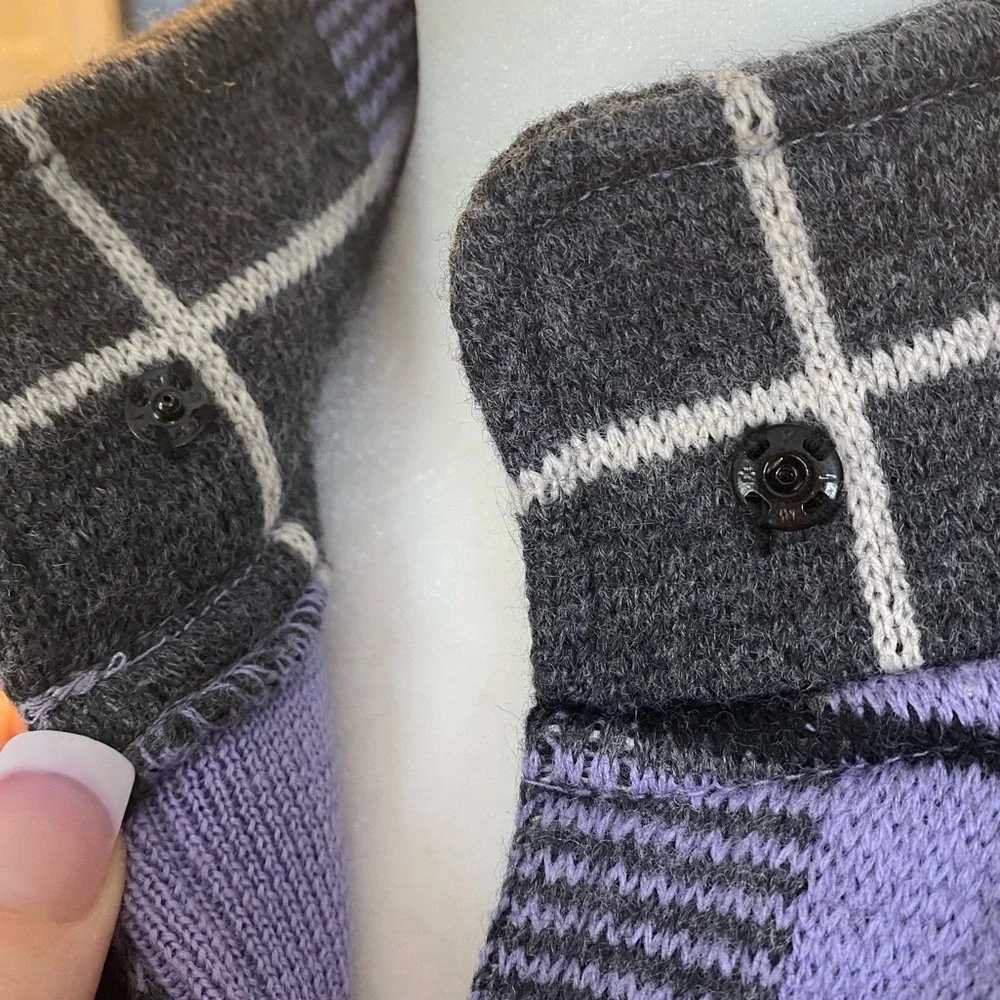 Doncaster Lavender/Grey Wool Plaid Knit Jacket Medium